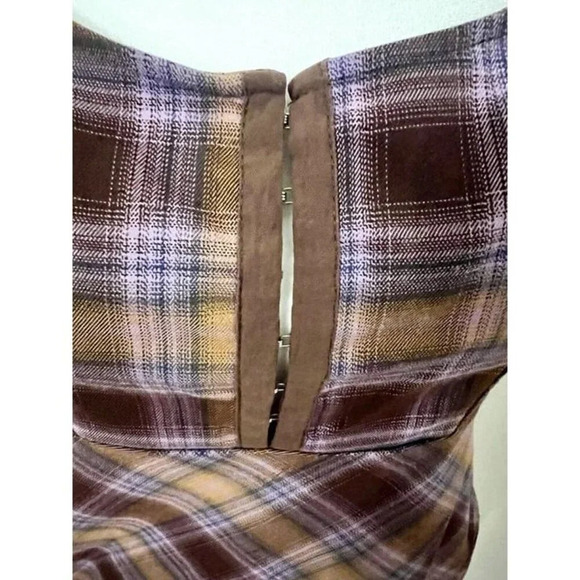 SIZE‎ M Urban Outfitters KEYA Plaid Purple Yellow Hook & Eye Mini Dress - Picture 3 of 10